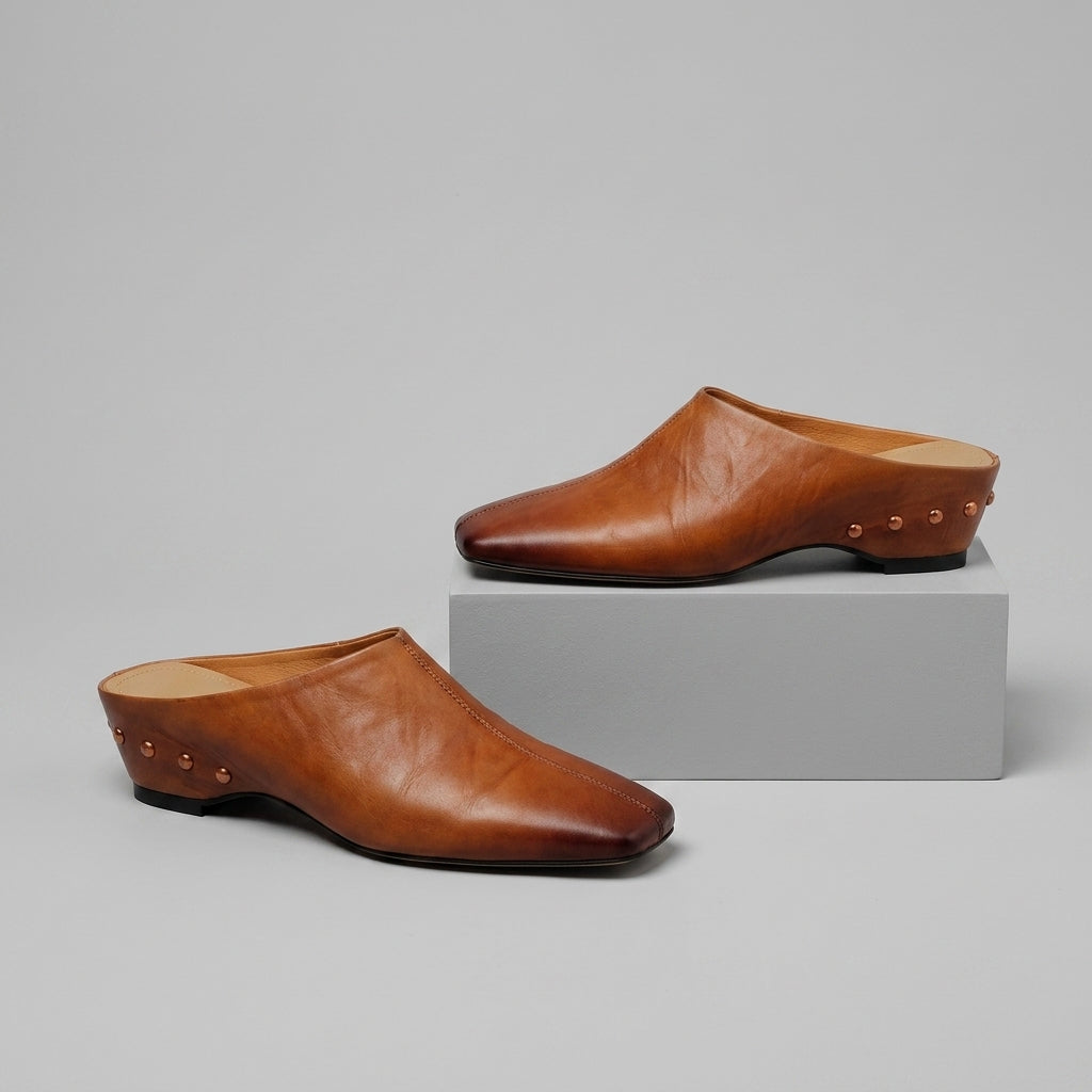 Reese Square Toe Leather Mule