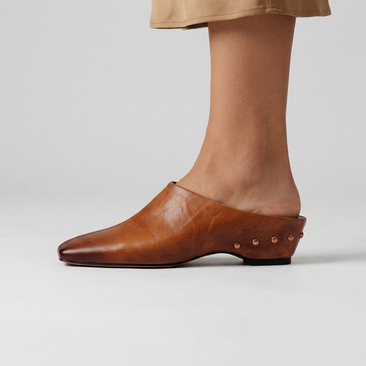 Reese Square Toe Leather Mule