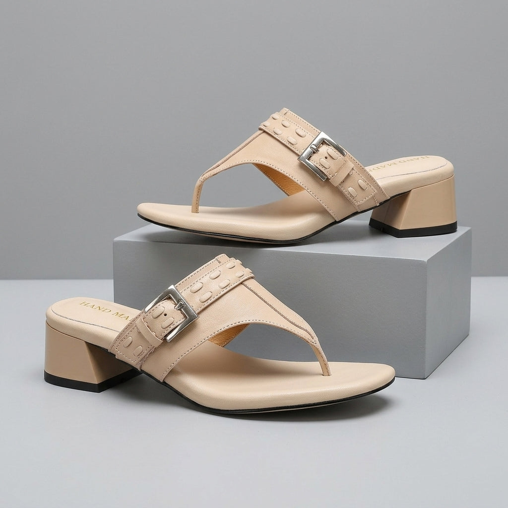 Elena Buckle Strap Leather Sandal