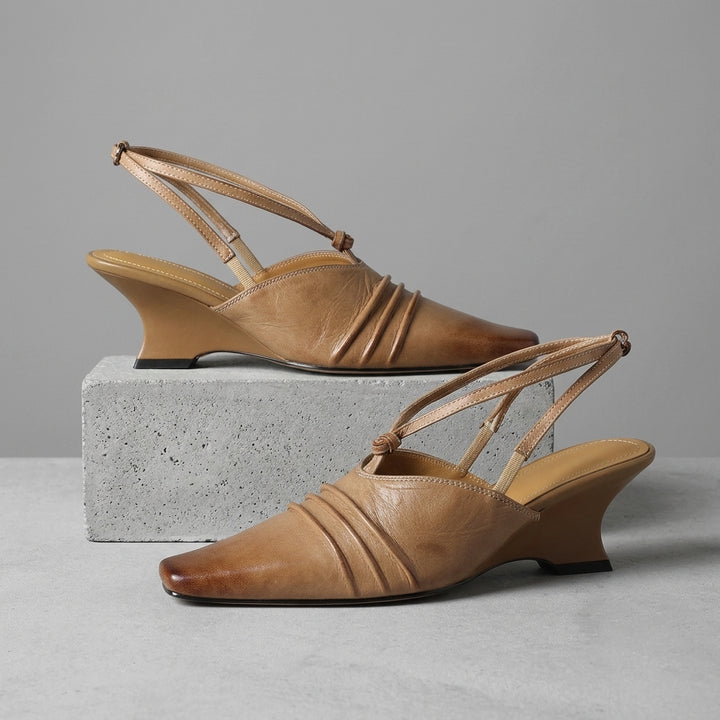 Pamela Pleated Slingback Wedge