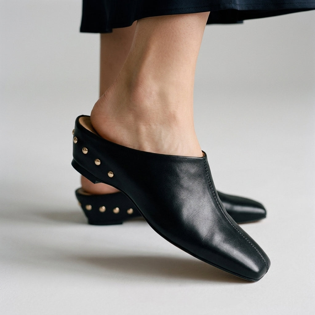 Reese Square Toe Leather Mule