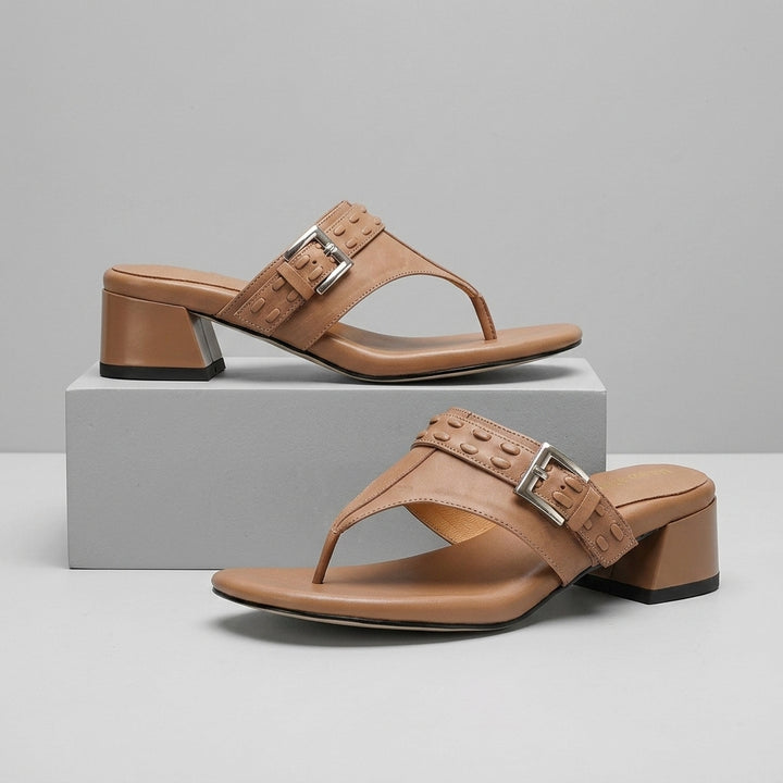 Elena Buckle Strap Leather Sandal