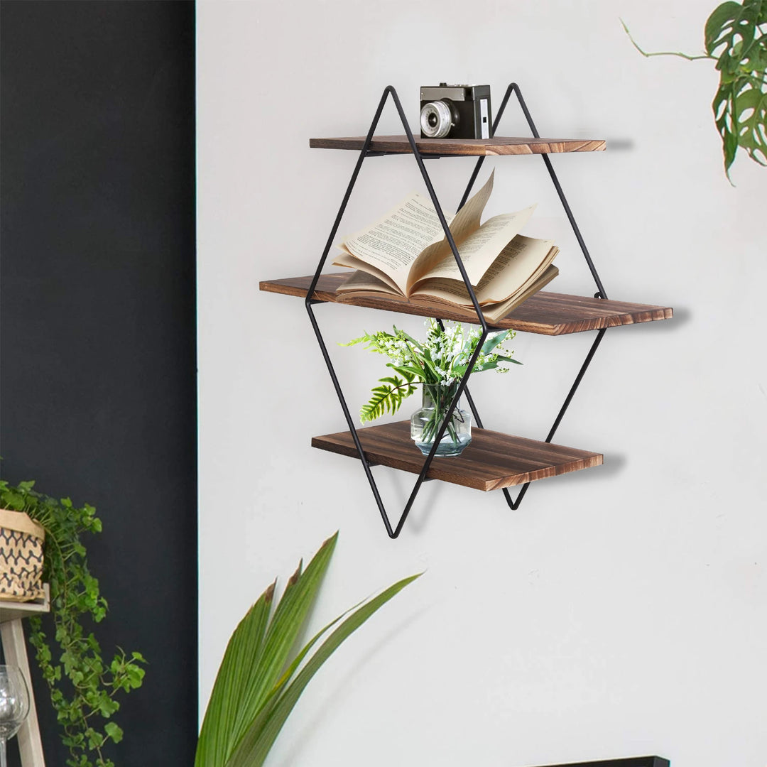Rustic 3 Tier Wood Floating Shelf