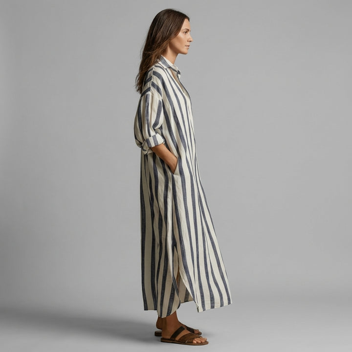 Margot Striped Shirt Maxi Dress
