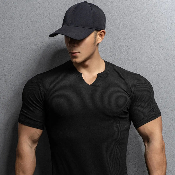 Mark Ribbed Knit V-Neck Shirt