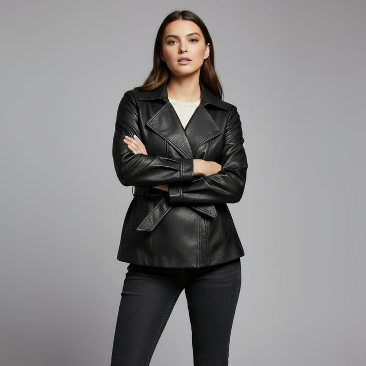 Delaney Leather Trench Coat