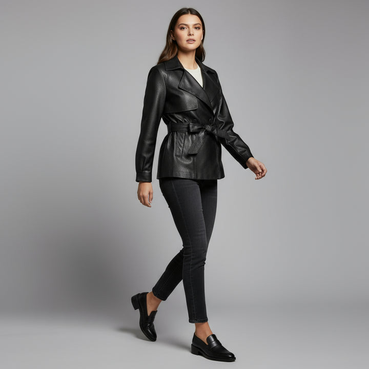 Delaney Leather Trench Coat