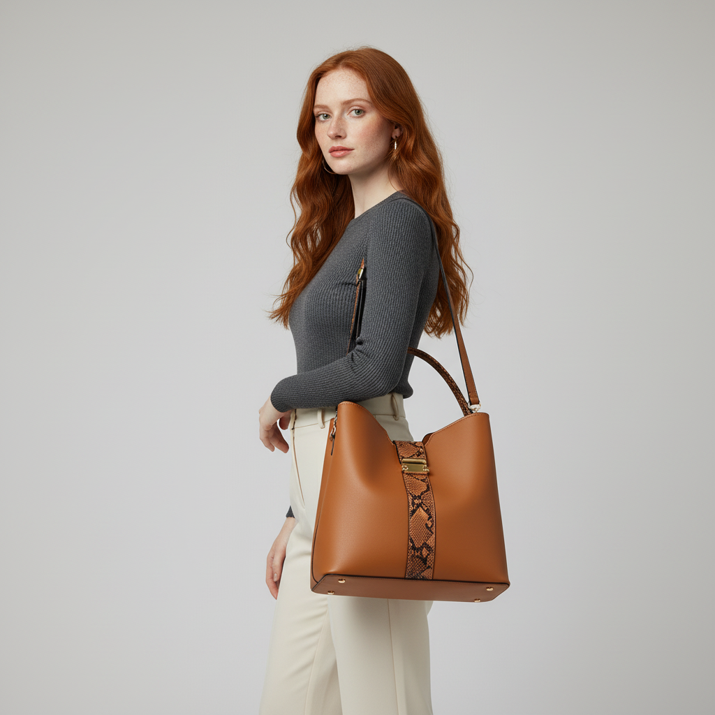 Selene Snake-Embossed Shoulder Bag