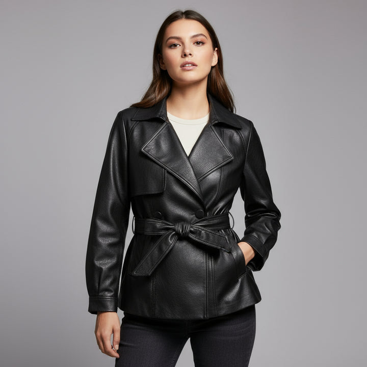 Delaney Leather Trench Coat