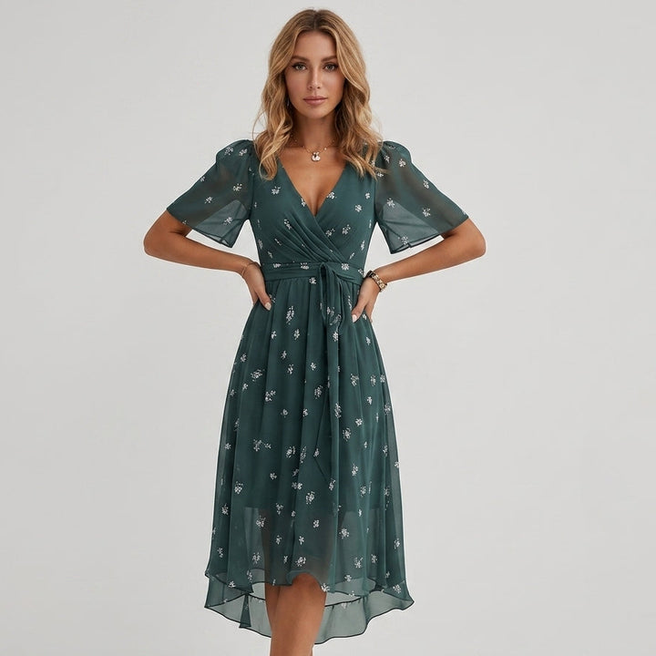 Lea Floral Wrap Midi Dress