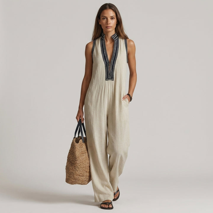 Nadia Embroidered Wide-Leg Jumpsuit